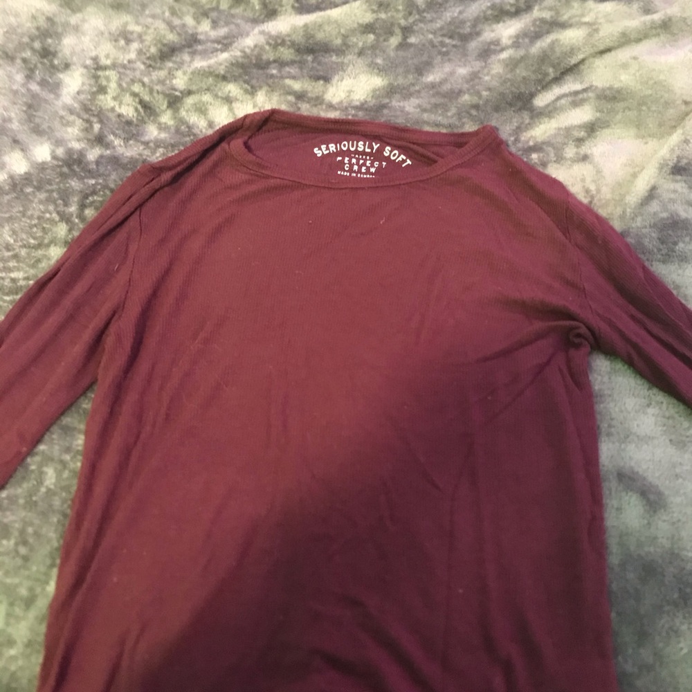 long sleeve maroon shirt